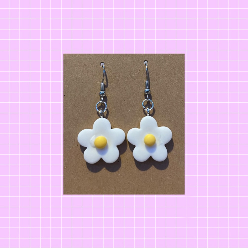 White flower earrings